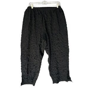 COURTNEY WASHINGTON Cropped Pucker Pants Crinkle Gauze Elastic Stretch Black XL